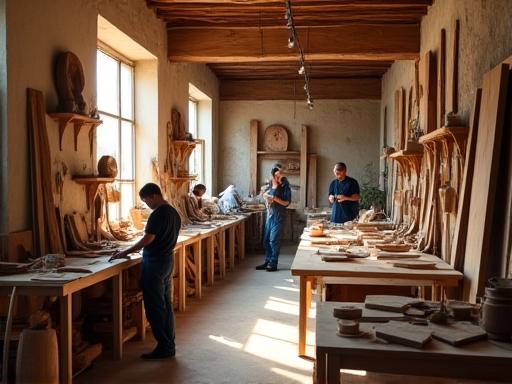 Equipo de artesanos en taller de Valencia